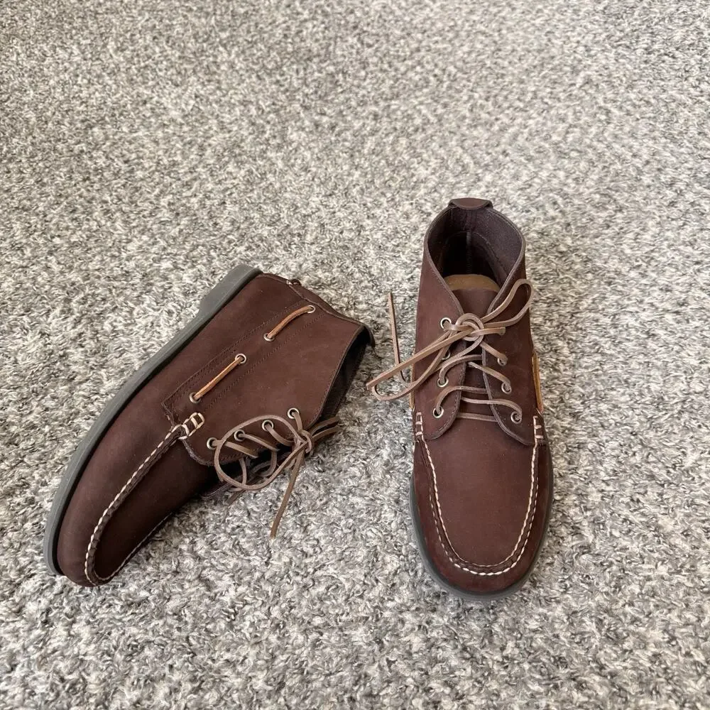 J Crew Boat Deck Chukka Ankle Boots Men’s Size 10.5 Brown Leather Preppy New